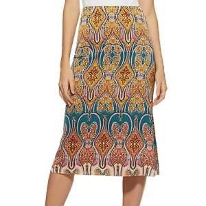 Scoop Women's Printed Midi Skirt Moroccan  SZ LG